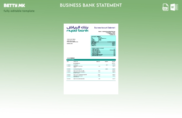 модерен стил Извештај за претпријатието на Riyad Bank Шаблон Word и PDF