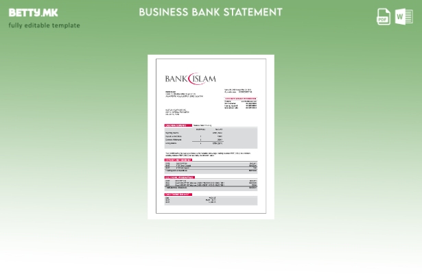 модерен стил Извештај за сметката на компанијата на банката Ислам Шаблон Word и