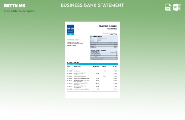 модерен стил Извештај за сметководство на фирмата на банката, шаблон Word и PDF