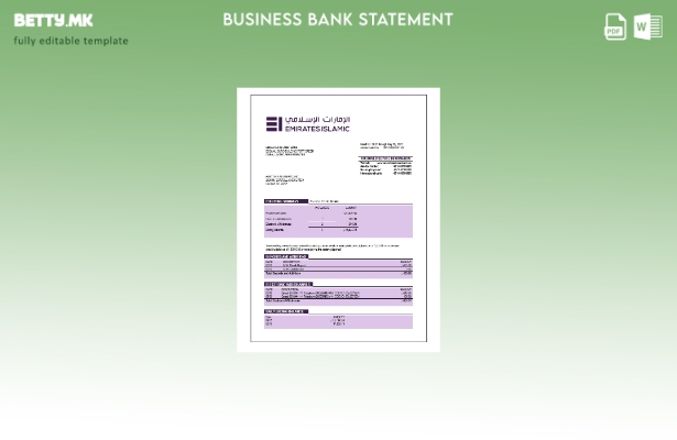 модерен стил Извештај за цврста сметка на Емирати Исламска банка Шаблон Word и P