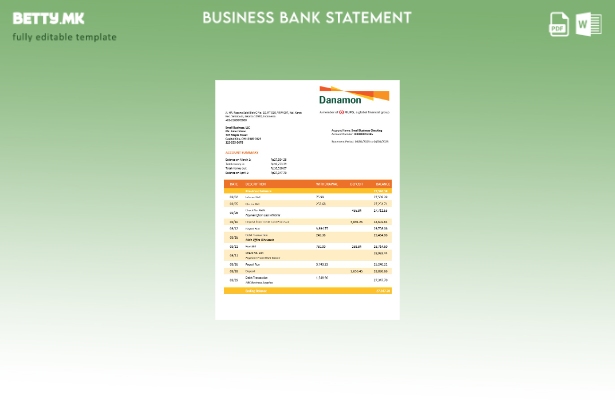 модерен стил Извод на банкарска сметка на претпријатието Данамон Шаблон Word и P