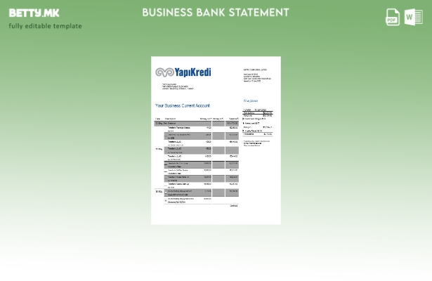 модерен стил Извод на организација на банкарска сметка на Јапи Креди Шаблон Word