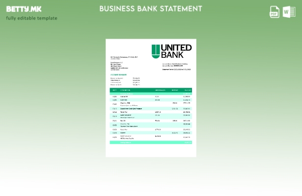модерен стил Извод на претпријатие за сметка на Обединетата банка Шаблон Word и