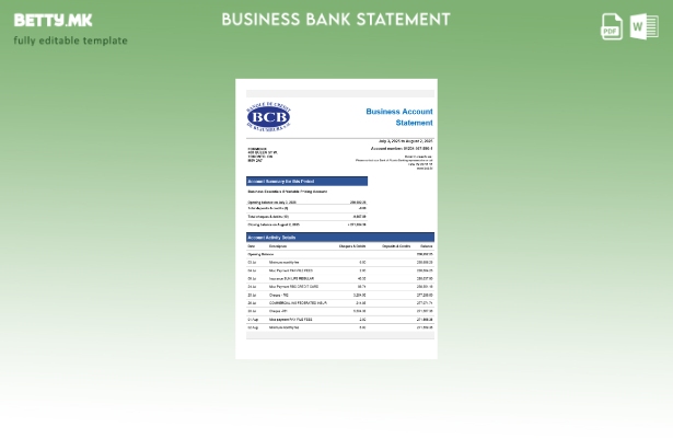модерен стил Извод на претпријатие за сметка на кредитната банка на Буџумбура Ша