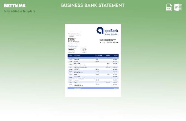 модерен стил Извод на претпријатие за сметка на Apobank Шаблон Word и PDF