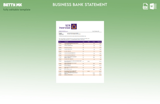 модерен стил Извод на претпријатие за сметка на Siam Commercial Bank Шаблон Word