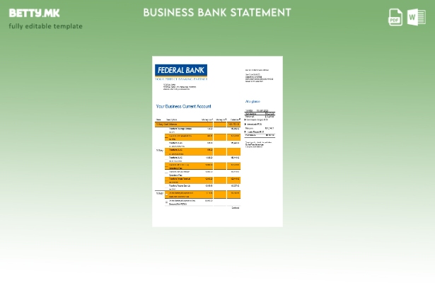 модерен стил Извод на сметка на компанијата на Федералната банка Шаблон Word и P