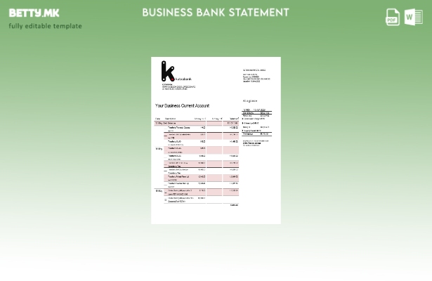 модерен стил Извод на сметка на компанијата Kutxabank Шаблон Word и PDF