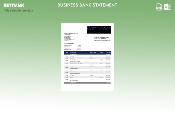 модерен стил Извод на сметка на компанијата Rathbones Bank Шаблон Word и PDF