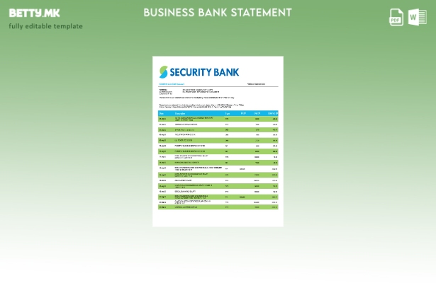 модерен стил Извод на фирма за сметка на банка за безбедност Шаблон Word и PDF
