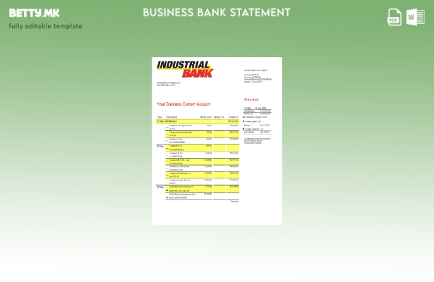 модерен стил Извод на фирма за сметка на индустриска банка Шаблон Word и PDF