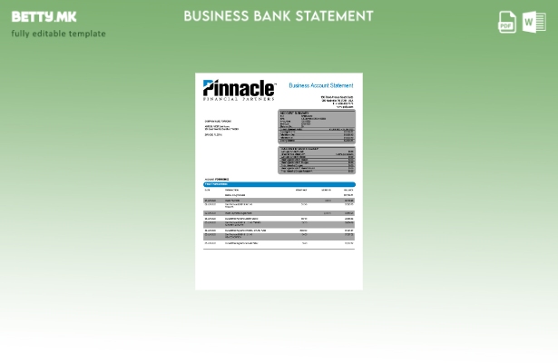модерен стил Извод на фирма за сметка на Pinnacle Financial Bank Шаблон Word и P