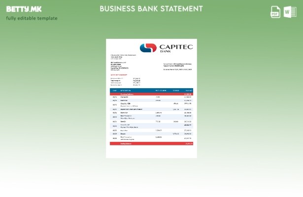 модерен стил Извод на фирмата на Капитек банка Шаблон Word и PDF