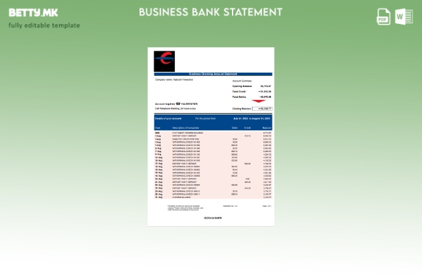 модерен стил Извод на фирмата на Ibercaja Bank Шаблон Word и PDF