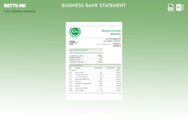 модерен стил Извод на цврста сметка на Аграни банка Шаблон Word и PDF