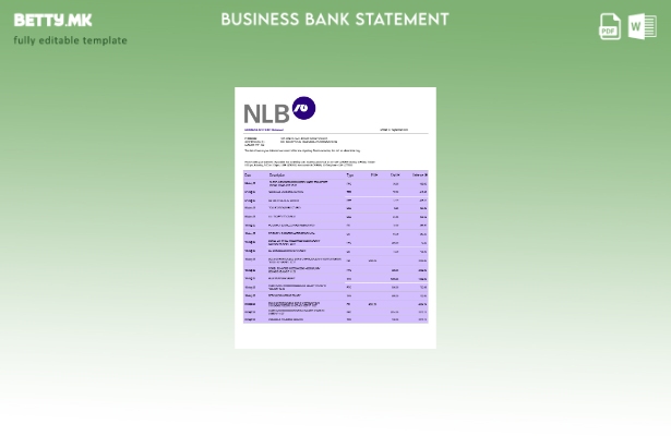 модерен стил Извод на цврста сметка на НЛБ Банка Шаблон Word и PDF