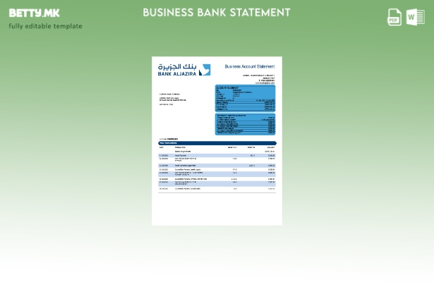 модерен стил Извод на цврста сметка на банката AlJazira Шаблон Word и PDF