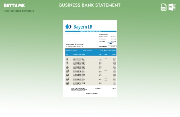 модерен стил Извод на цврста сметка на банката Bayerische Landesbank Шаблон Word