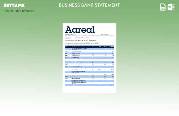 модерен стил Извод на цврста сметка на Aareal Bank Шаблон за Word и PDF