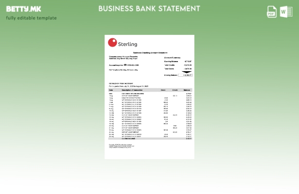модерен стил Извод од корпоративна сметка на банка на Нигеринија Стерлинг Шаблон