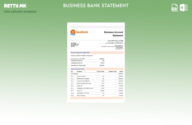 модерен стил Изјава за деловна фирма на Seabank Шаблон за формат Word и PDF
