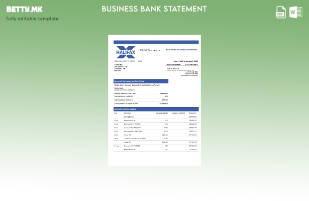 модерен стил Изјава за организација на Халифакс банка Шаблон Word и PDF
