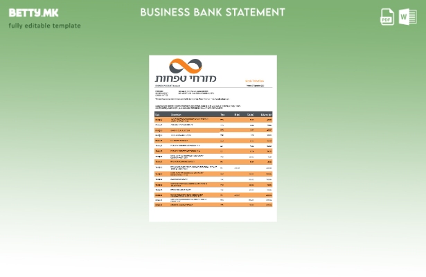 модерен стил Изјава за организација на банката Мизрахи Тефахот Шаблон Word и PDF