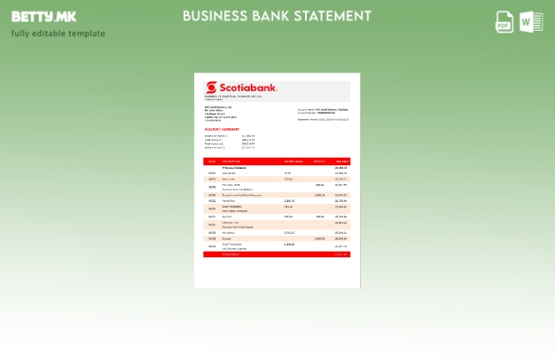 модерен стил Изјава за организација на банката Scotiabank Word и PDF шаблон