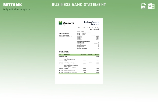 модерен стил Изјава на деловната фирма на Того Орабанк Шаблон за формат Word и P