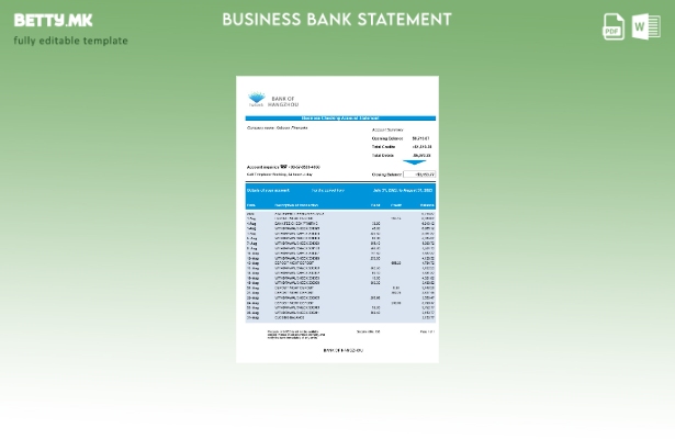 модерен стил Изјава на компанијата на банката Хангжу Шаблон Word и PDF