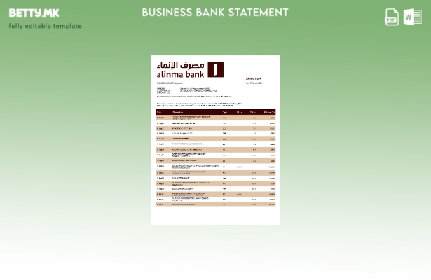модерен стил Изјава на компанијата Alinma Bank Шаблон Word и PDF