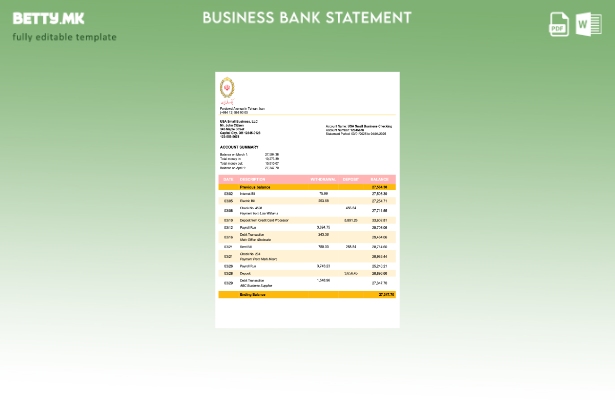 модерен стил Иран Мели банка за деловна сметка за проверка на шаблон за Word и P
