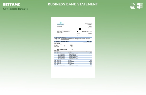 модерен стил Кина Minsheng банка извод на фирмата сметка Word и PDF шаблон