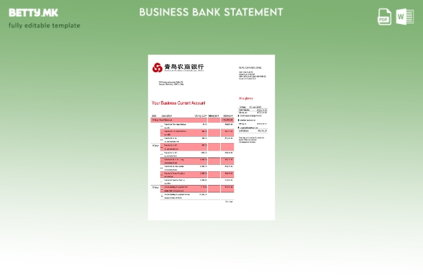 модерен стил Кингдао рурална комерцијална банка Извод на сметка на организацијат