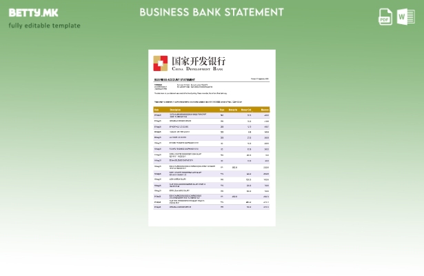 модерен стил Кинески развојна банкарска сметка за деловна изјава Шаблон за форма