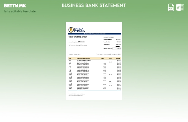 модерен стил Костарика Банко Импроса извод на фирма за сметка на банката Шаблон