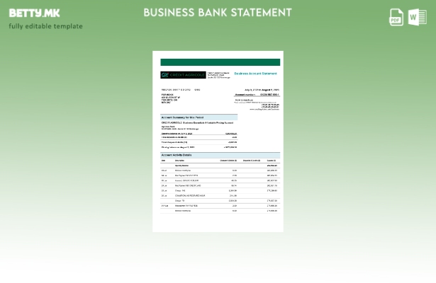 модерен стил Кредит Агрикол Банка на претпријатието за проверка на сметката Шабл