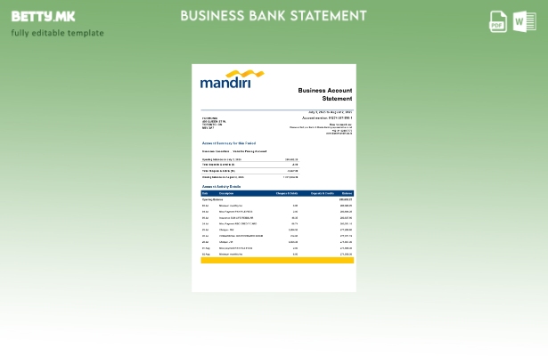 модерен стил Куран Мандири цврста изјава за сметка Шаблон Word и PDF шаблон ().