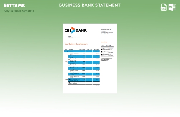 модерен стил Мароко CIH извод од банка, шаблон Word и PDF