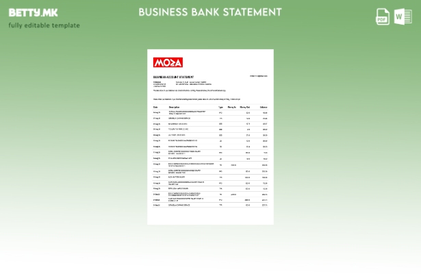 модерен стил Моза Банко цврста изјава за сметка Шаблон Word и PDF шаблон ().