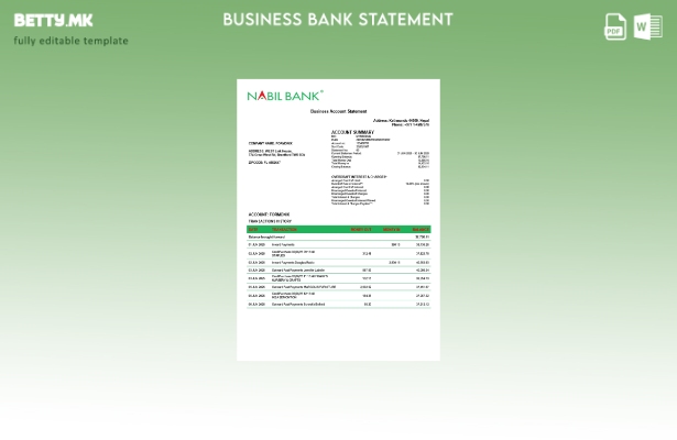 модерен стил Набил изјава за сметка на претпријатието Шаблон Word и PDF формат (