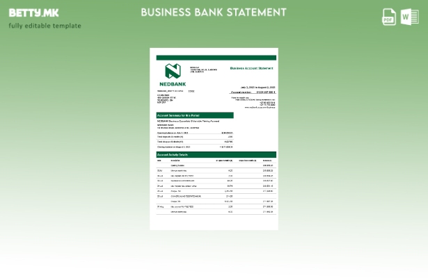 модерен стил Недбанк цврста изјава за Word и PDF шаблон