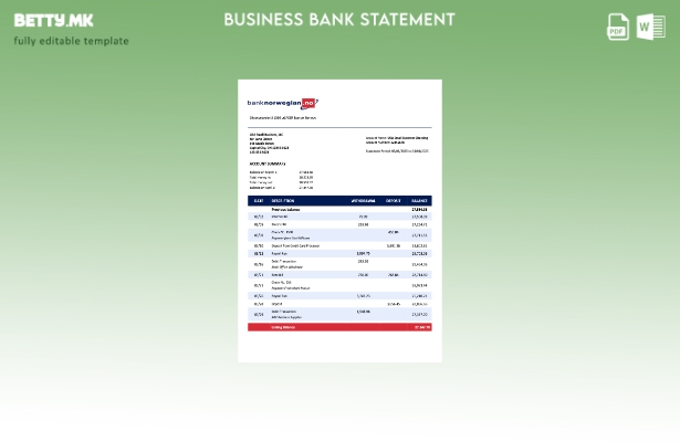 модерен стил Норвешка банка Норвешка AS организација Изјава за Word и PDF Шаблон
