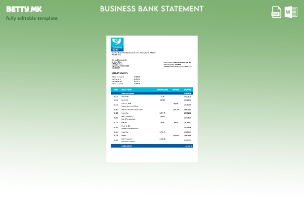 модерен стил Обединетото Кралство Јоркшир фирма изјава за сметка Word и PDF шабл