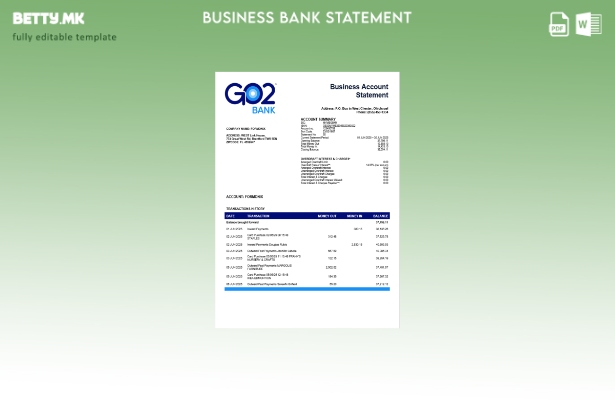 модерен стил Обединетото Кралство GO цврста изјава за сметката Шаблон Word и PDF