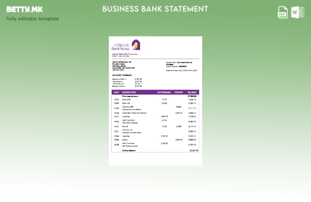 модерен стил Оманска банка Низва цврста изјава за Word и PDF шаблон