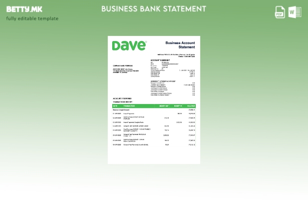 модерен стил САД Дејв фирма проверува извод на сметката Word и PDF шаблон