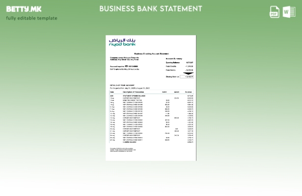 модерен стил Саудиска Арабија Ријад изјава за претпријатие Шаблон за формат Word