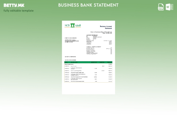 модерен стил Саудиска Арабија NCB деловна сметка Изјава за Word и PDF Шаблон
