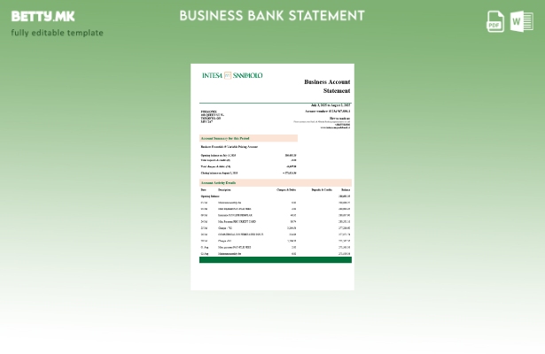 модерен стил Словенија Интеса Санпаоло извод на сметка на претпријатието Шаблон